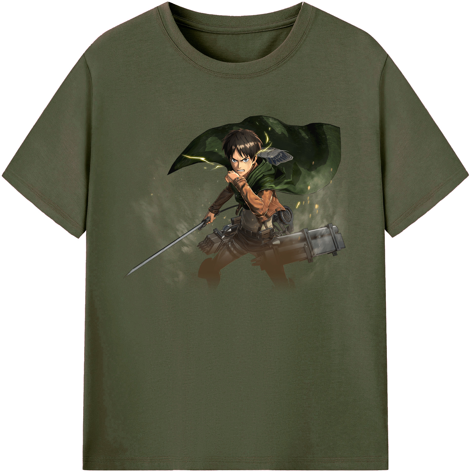 （画像用） 進撃の巨人 エレン･イェーガー Attack on Titan Eren Jäger 綿100％ メンズ半袖Tシャツ｜肌触りやわらか＆通気性